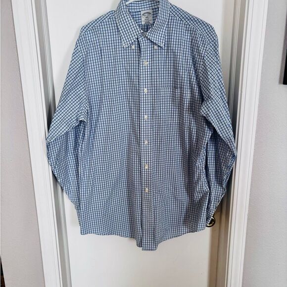 Brooks Brothers Regent men’s Blue Checkered button down shirt. Size 16 1/2-4/5. - Picture 1 of 6